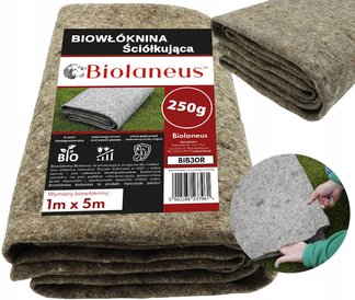 Biowłóknina z wełny owczej, biodegradowalna włóknina ściółkująca Biolaneus 1x5m 250g