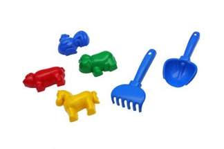 Mini zestaw zabawek do piasku - mix kolorów, 6 elementów